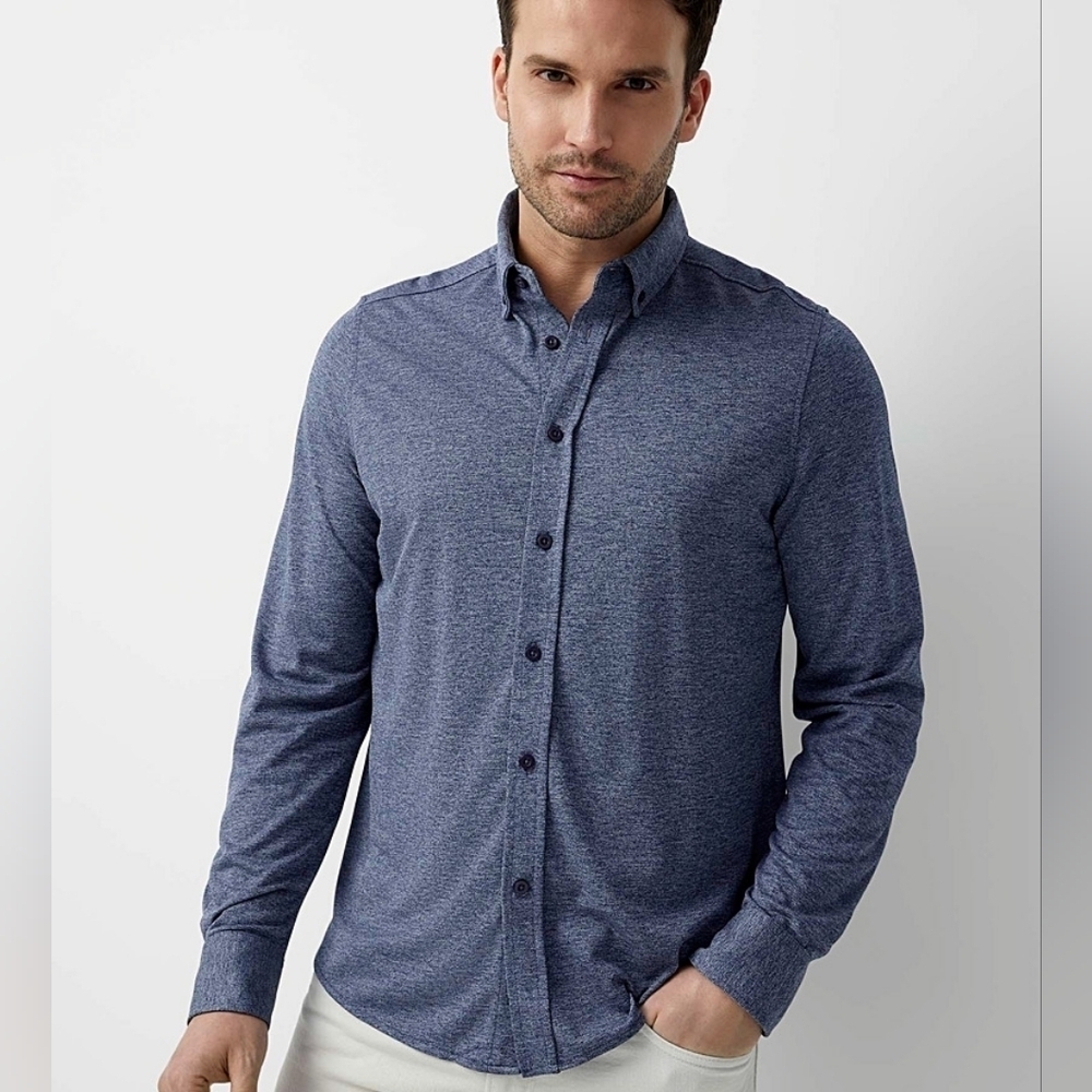 Report Collection Flex Knit Navy Blue Shirt Size S
